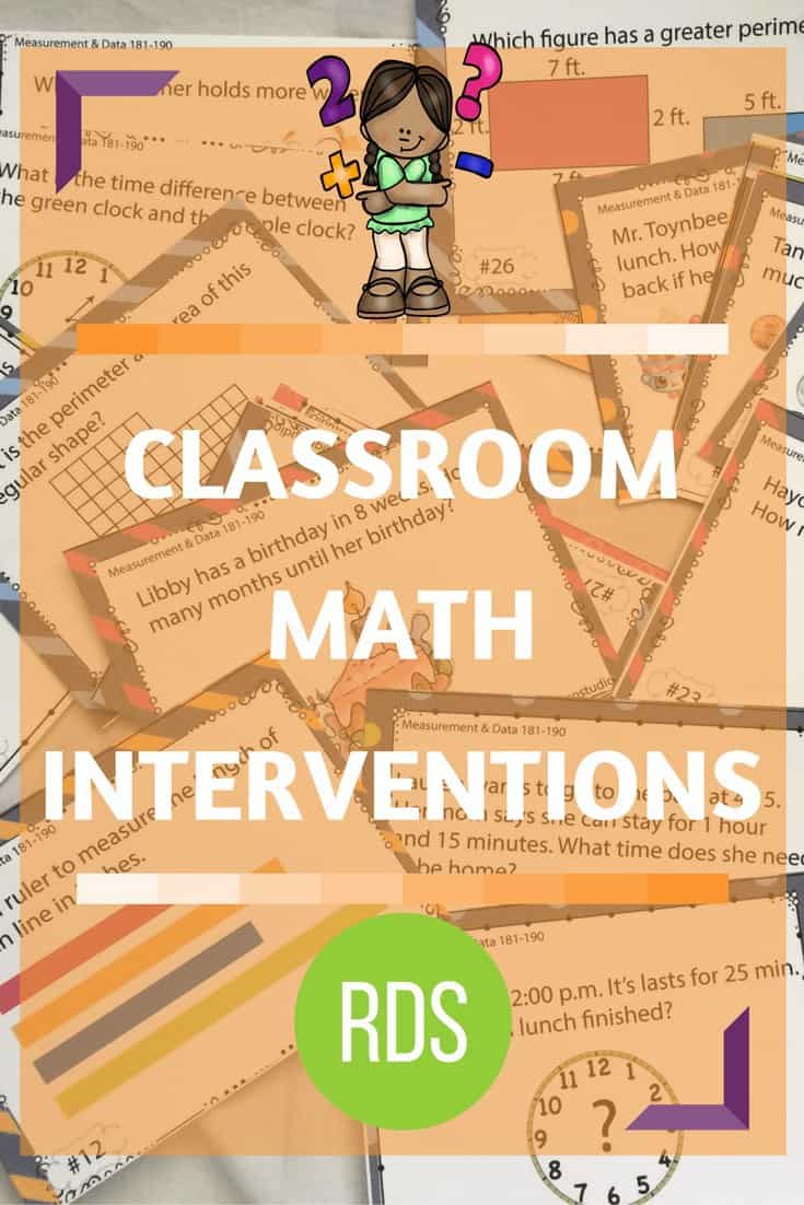 Classroom Math Intervention Strategies. If you are like most teachers, you have a room full of eager learners who struggle at different math concepts. How do you implement math intervention strategies that fulfill the needs of each of those students and still keep your sanity?