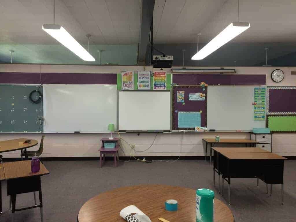 Front of classroom bulletins. Smartboard. Dry Erase boards. Calendar on dry erase board so it can be magnetic and interactive. Rhoda Studio