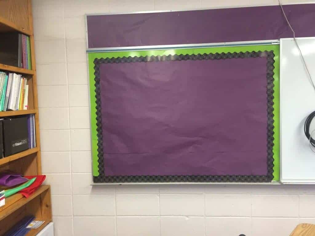 New covered bulletin board. Rhoda Studio classroom.