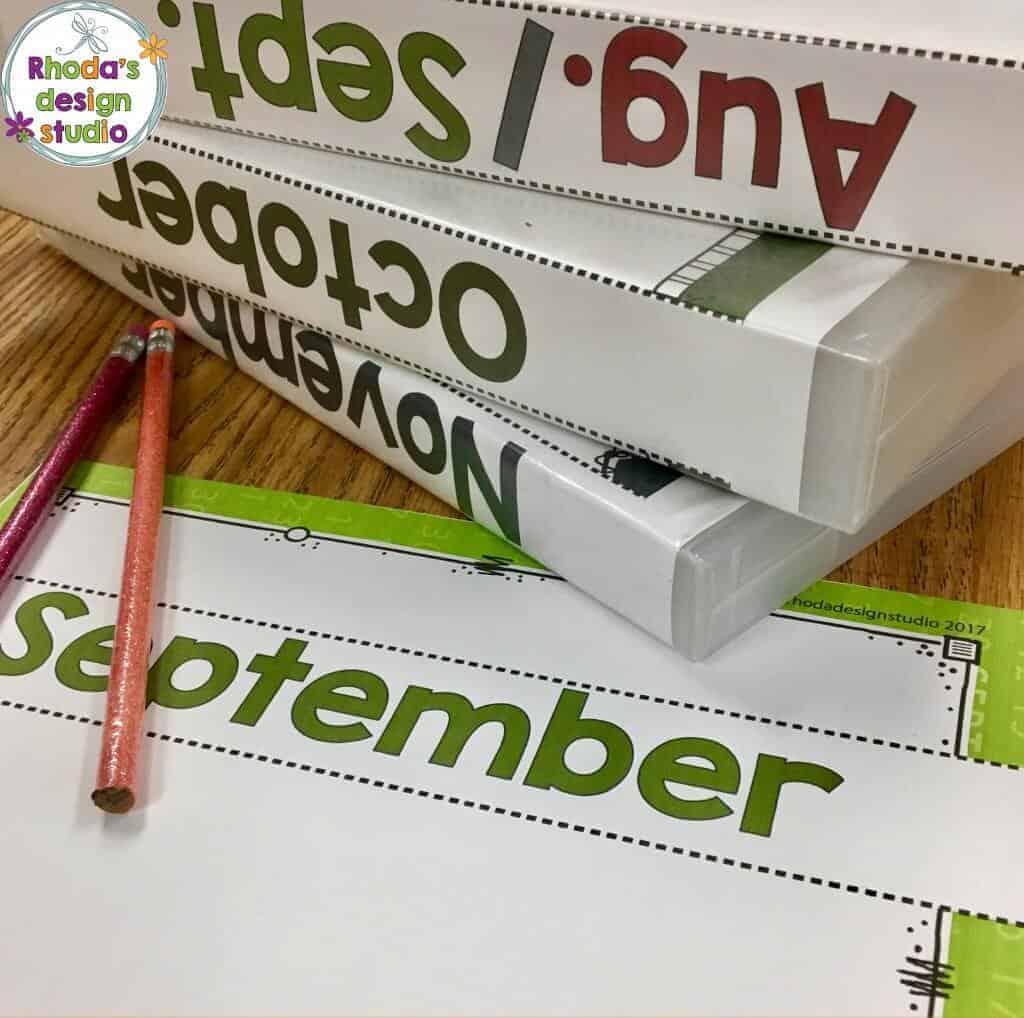 organize task cards with binders and bins