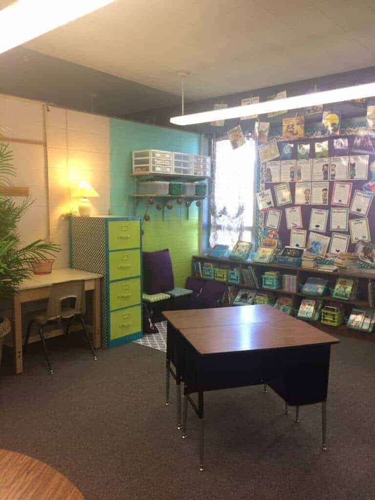 Makeover Classroom Reveal 2016-17 Rhoda Design Studio. Alternate seating, lighting, and Daily 5 reading/math. 3rd and 4th grade classroom.
