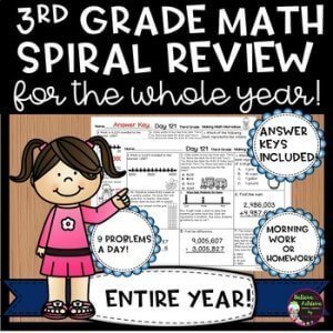 3rd Grade math spiral review for the whole year. k-5 math teaching resources for teachers in the classroom. 