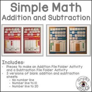 Simple math addition and subtraction file folder games and activities. k-5 math teaching resources for teachers in the classroom. 