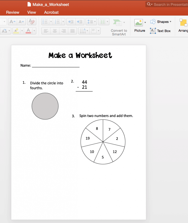 Make math worksheets that you can use with your students or sell online. Worksheet printables are a great way to differentiate assessments for your classroom and they are easy to make!