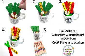 Use flip sticks made from craft sticks to help with classroom management. Keep track of which students you have called on and which still need a turn. Create a llama, unicorn, watermelon, or pineapple stick to match your class theme.