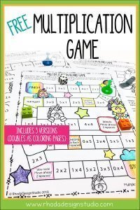 Get a free multiplication game that your child or students can color and play with to practice their facts. Multiplication strategies and ideas for practicing math without timed tests.