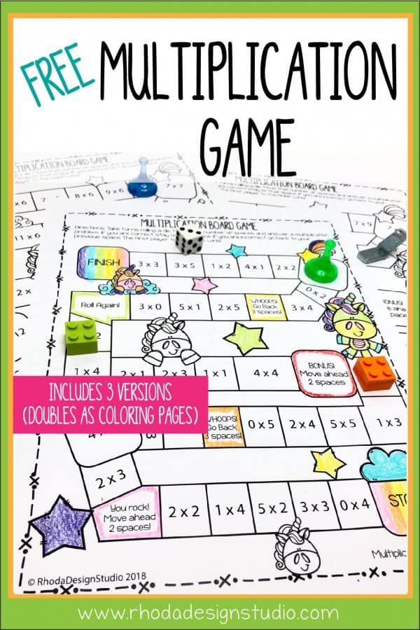 Get a free multiplication game that your child or students can color and play with to practice their facts. Multiplication strategies and ideas for practicing math without timed tests.