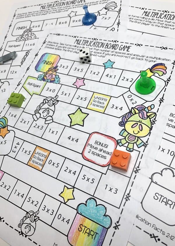 Get a free multiplication game that your child or students can color and play with to practice their facts. Multiplication strategies and ideas for practicing math without timed tests.