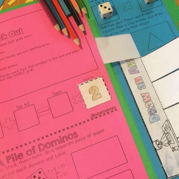Using supplies such as cards and dice will help kids learn their multiplication facts.