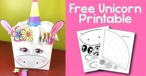Create a whimsical unicorn Valentine box or party decoration with this free printable.