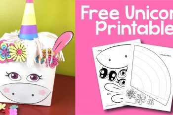Create a whimsical unicorn Valentine box or party decoration with this free printable.