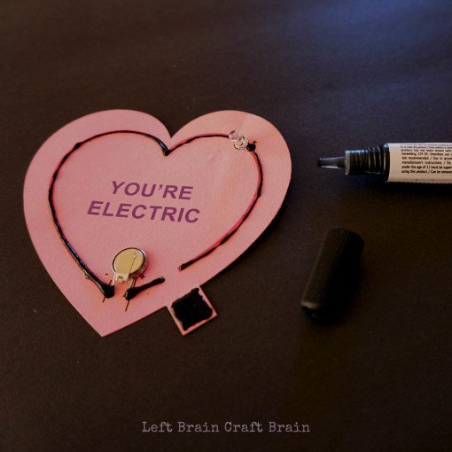 electrical paint circuit for valentines day craft projects