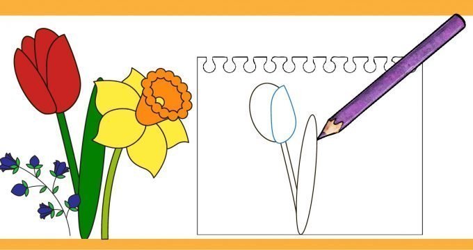 How to draw a flower with step by step tutorial.