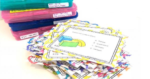 Use task cards and math worksheets to improve your students' test scores.