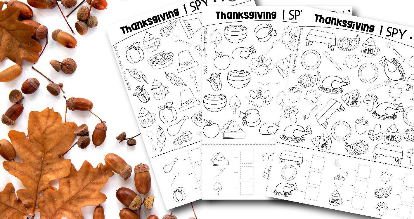 Thanksgiving I Spy Free Printable Worksheets for Holiday Fun