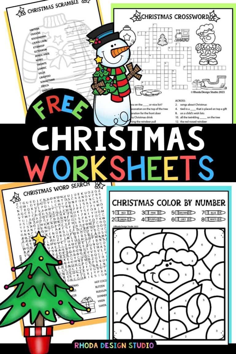 Christmas Coloring Worksheets for Elementary School Children