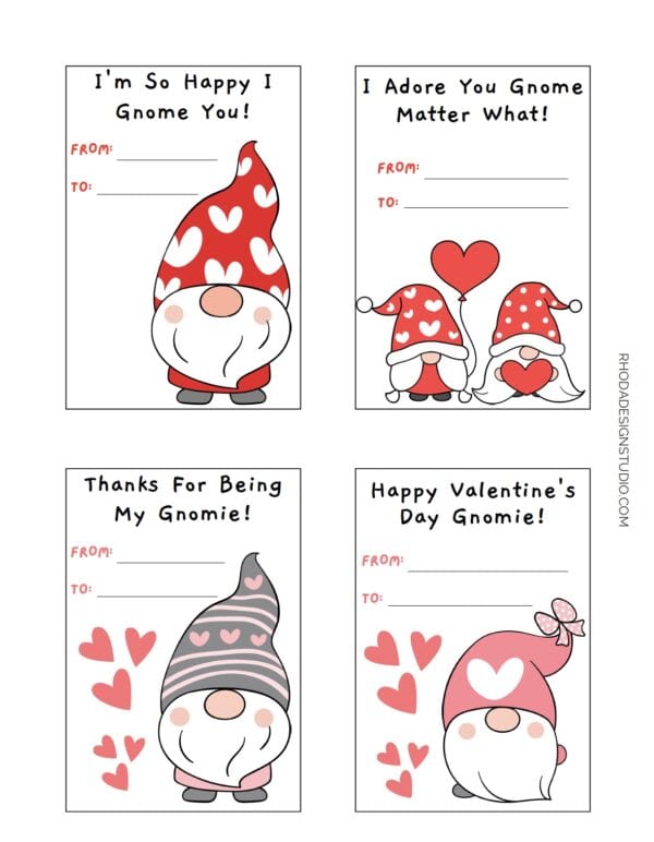 Give a smile and some love with gnome Valentine cards printable. Whether you're in search of gnomes coloring pages or Valentine cards, they are both here, waiting to add that special touch of magic to your day. Let me tell you, these aren't just cards; they're gateways to heartwarming smiles and cherished memories.