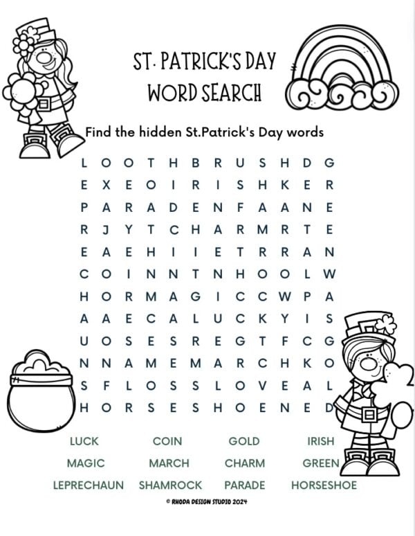 st patrick's day wordsearch