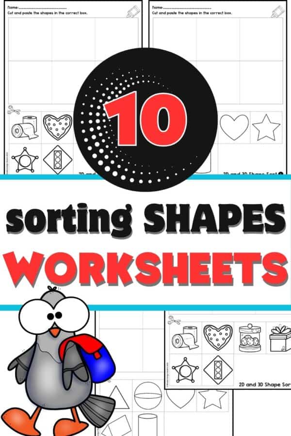 Kindergarten Shapes Worksheets - 2D or 3D shapes sort #kindergarten #kindergartenmath #shapes #geometry #mathworksheets #shapesworksheets
