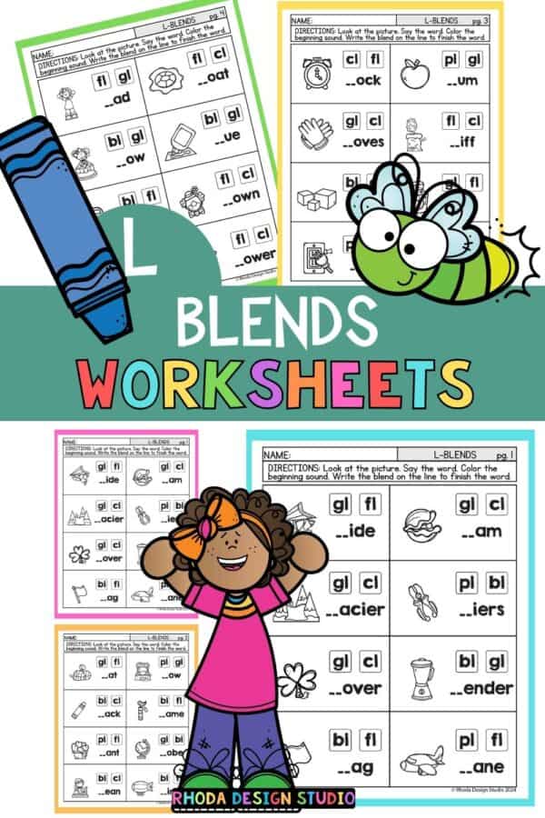 These free, printable l-blend worksheets will give your students practice with words containing L-blends.