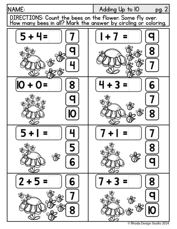 adding-up-to-10-bees-worksheets-02