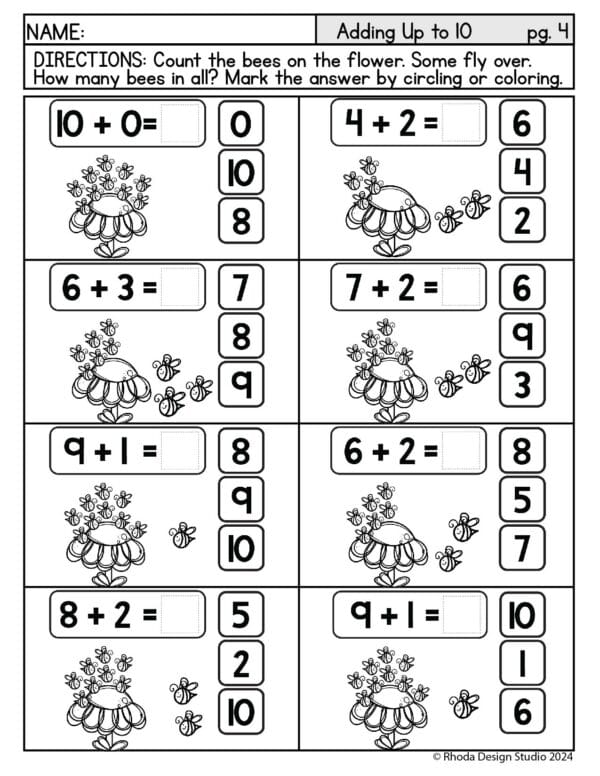adding-up-to-10-bees-worksheets-04