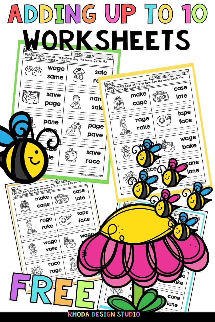 Count the Bees: Free Addition Worksheets Up To 10