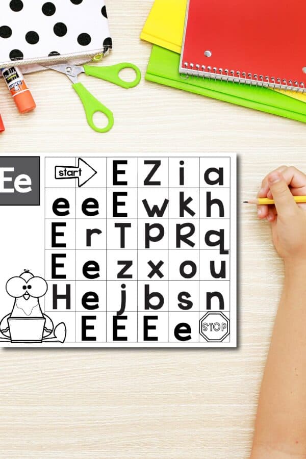 Alphabet mazes. Free worksheets for pre-k, Kindergarten, and First Grade letter practice and recognition. 