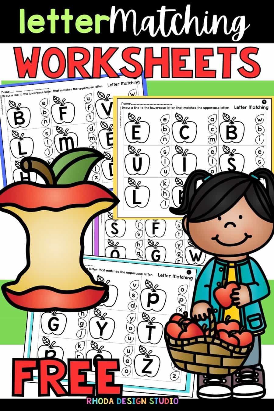 Free Set of Apple Themed Letter Matching Worksheets