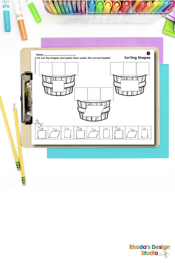 Free Fun and Educational 2D Apple Shape Sort Worksheets for Kids