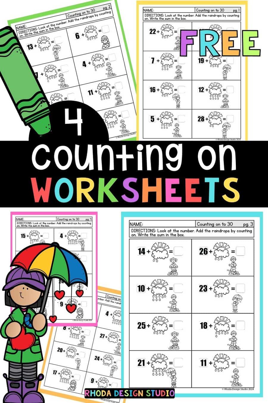 Free Counting on Worksheets: Adding Skills