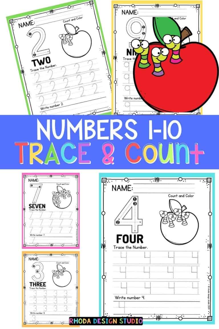 Counting Worms Free Number Tracing Worksheets