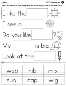 I Can Read CVC Sentences: 10 Free Reading Worksheets