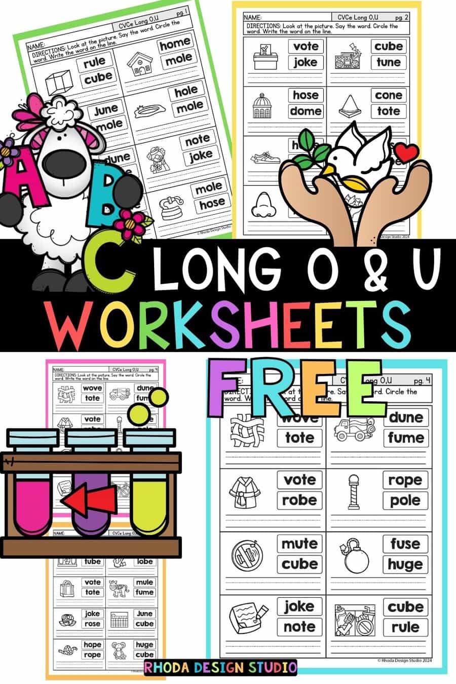 Long O Worksheets, Long U Worksheets: Free CVCe Word Word