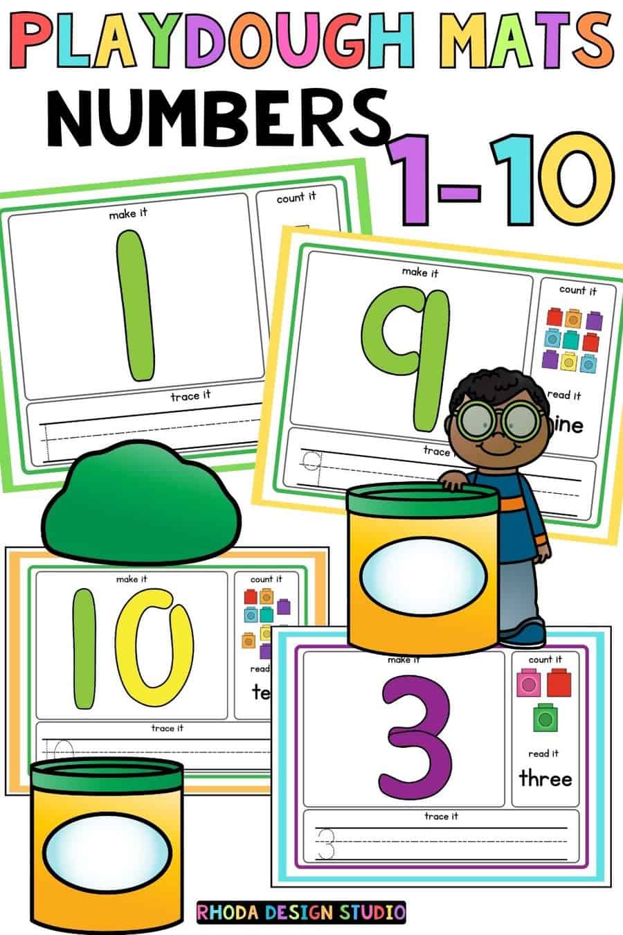Number Sense with Printable Hands on 0-10 Play-Doh Mats