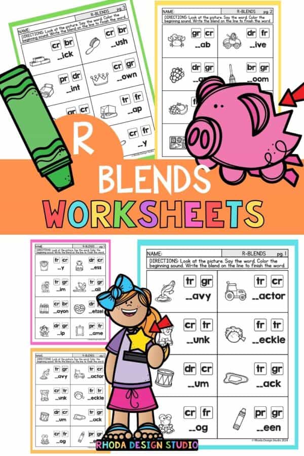 These free, printable r-blend worksheets will give your students practice with words containing R blends.