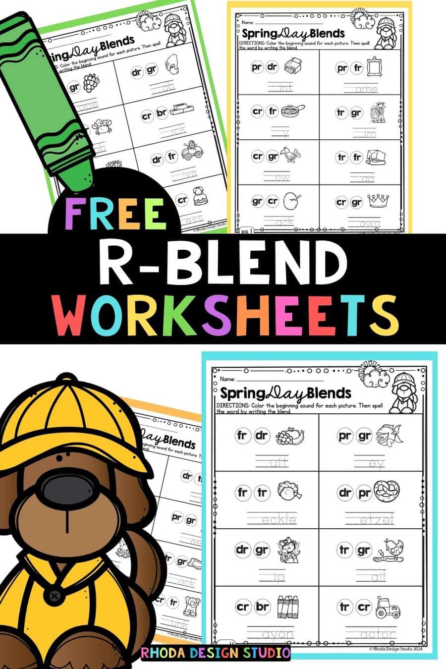 Free Spring Day R-Consonant Blends Worksheets
