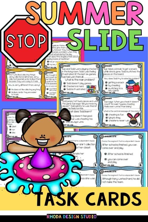 Stop the summer slide with spiral review task cards and worksheets. Based on student levels for differentiated instruction and learning.