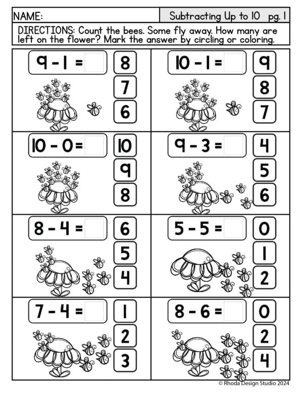 subtract-up-to-10-bees-worksheets-01