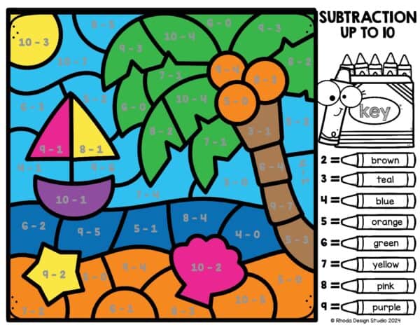 summer-color-by-number-math-answers_subtraction-to-10