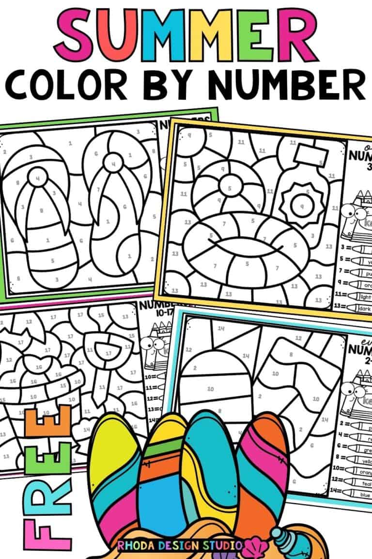 These free summer color by number worksheets are great to practice number and math facts with FUN summer color by code pages. Download the pdf summer activity now.