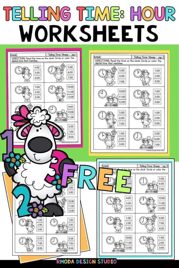 Telling time worksheets PDF set for teaching children to tell time to the hour. Free printable worksheets for kindergarten.
