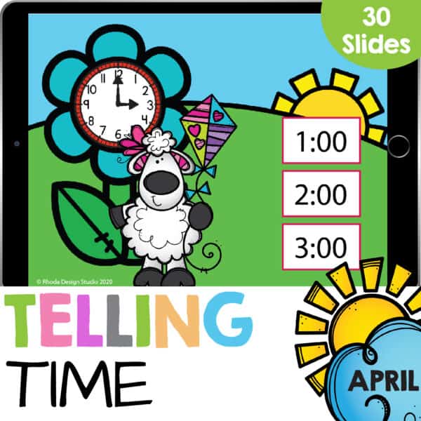 telling time spring sheep tpt lessons
