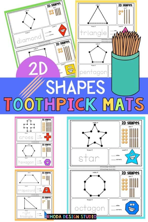 Let’s talk about 2D shapes! Teaching kinders about 2D and 3D shapes with toothpicks and playdough. It is so much fun because it’s hands-on.