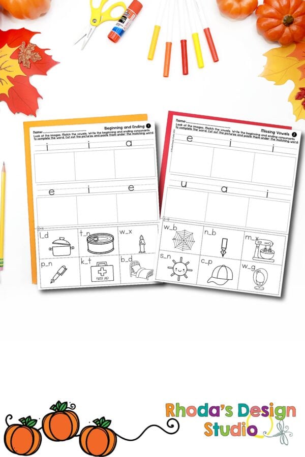 Beginning and ending sounds CVC cut and paste worksheets