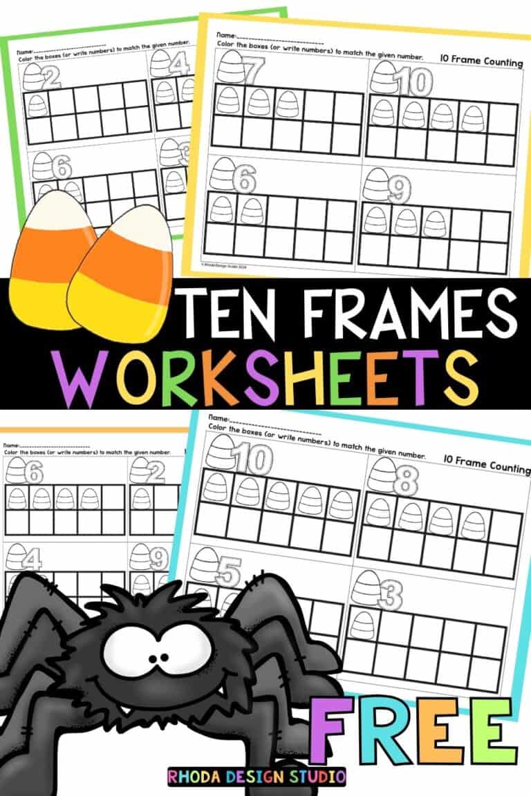 October Counting Candy Corns and Ten Frames: Free Worksheets