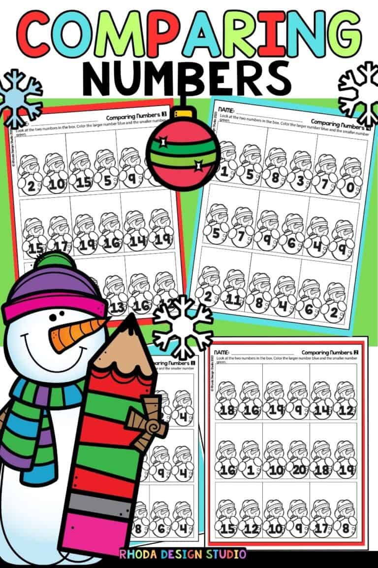 Easy Winter Worksheets: Comparing Numbers with Snowmen