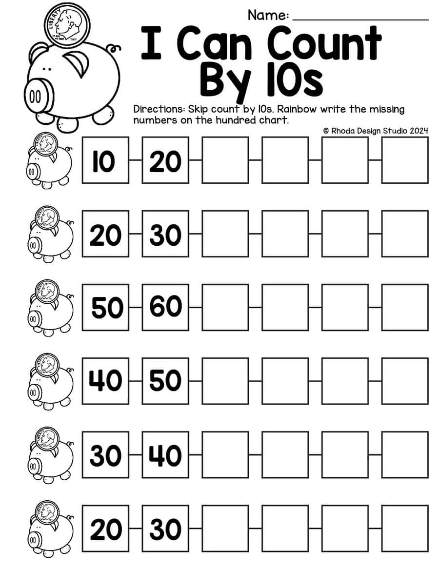 I can count skip counting by 10s worksheets