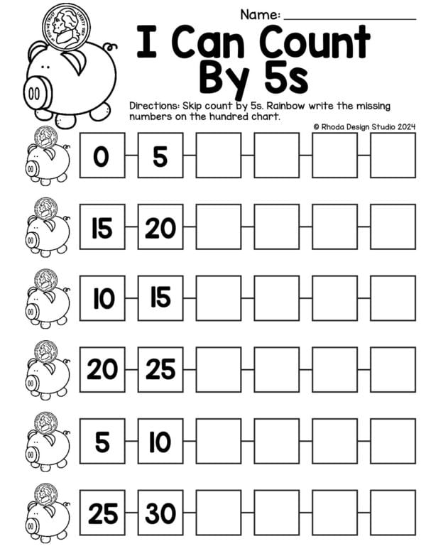 I Can Count: Skip Counting by 5s Worksheets