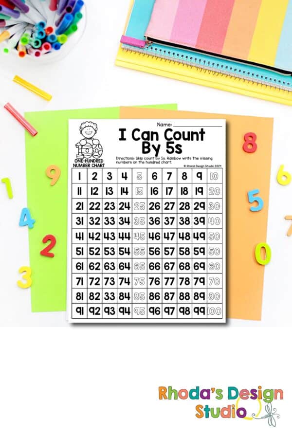 Counting by fives - math and reading worksheets for spring - no prep activities Students or kids will practice and improve their counting abilities with this worksheet. This counting by 5’s worksheet is in pdf format and downloadable.#kindergarten #kindergartenmath